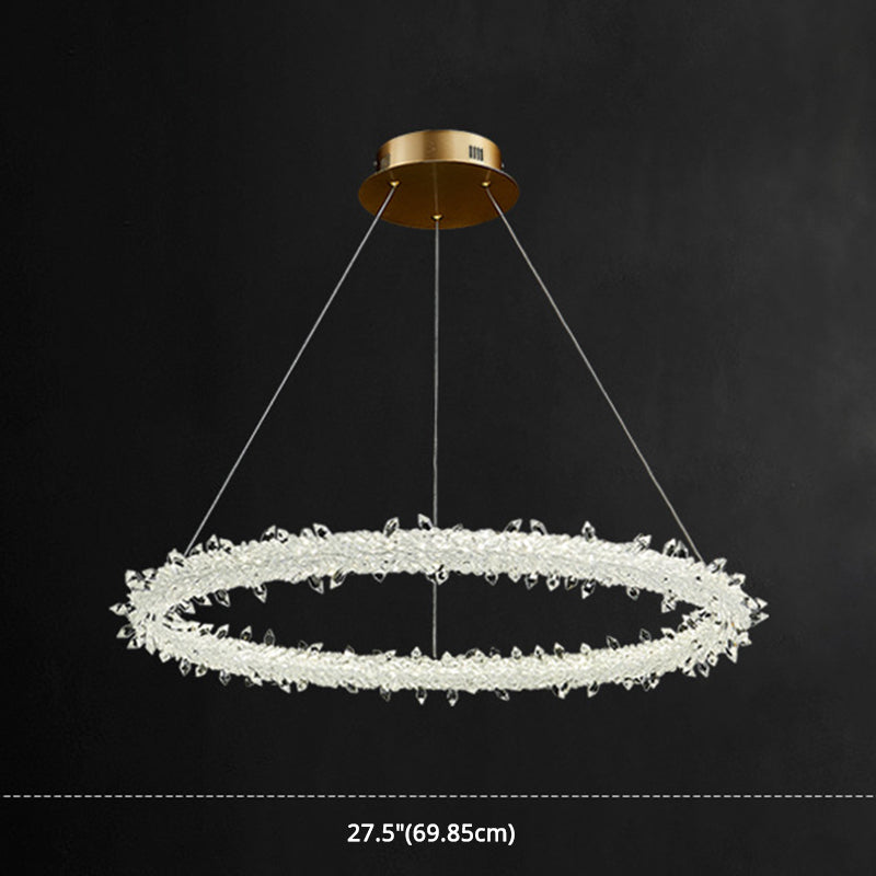 Suspension à LED circulaire moderne minimaliste en cristal clair salon de plafond suspendu