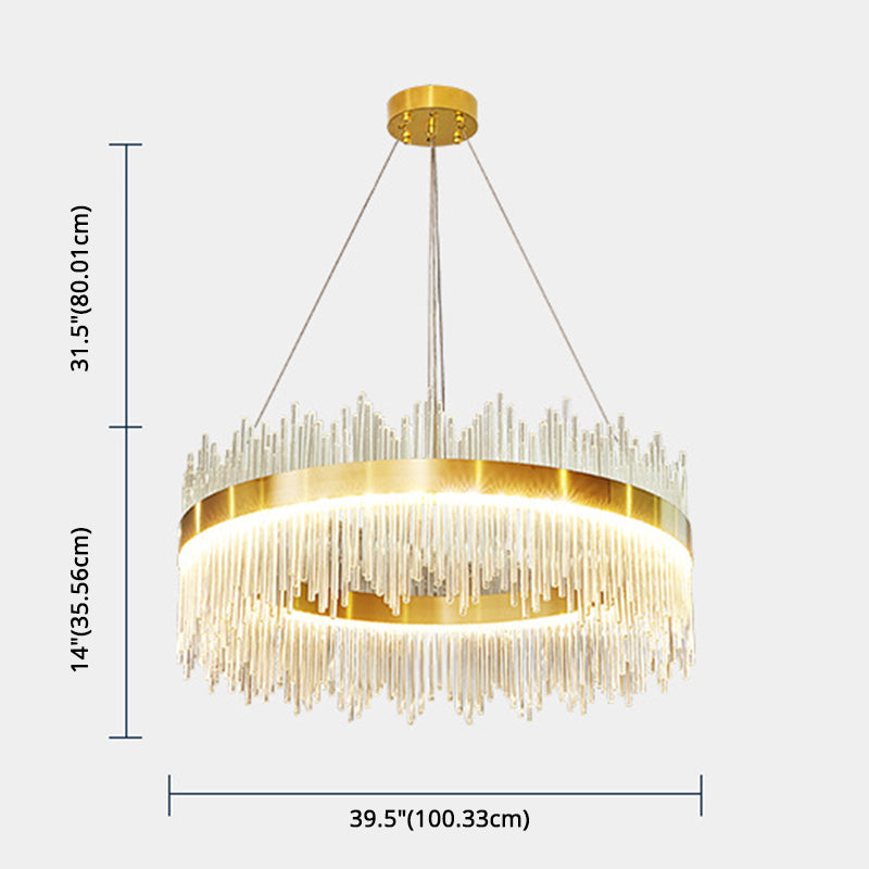 Mid-Century Modern Clear Crystal Down Lighting Pendant Round LED Suspension Lamp for Dining Table