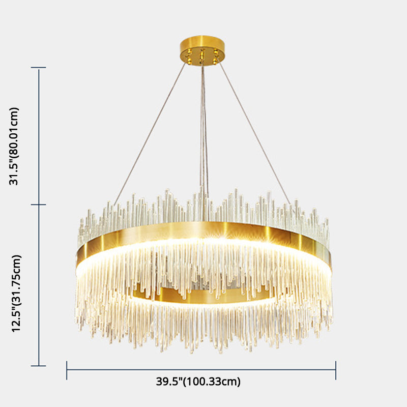 Mid-Century Modern Clear Crystal Down Lighting Pendant Round LED Suspension Lamp for Dining Table