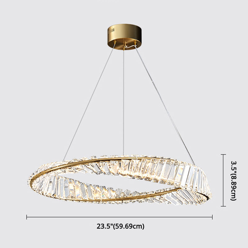 Circular Carousel LED Pendant Lamp Modern Minimalist Prismatic Crystal Living Room Hanging Ceiling Light