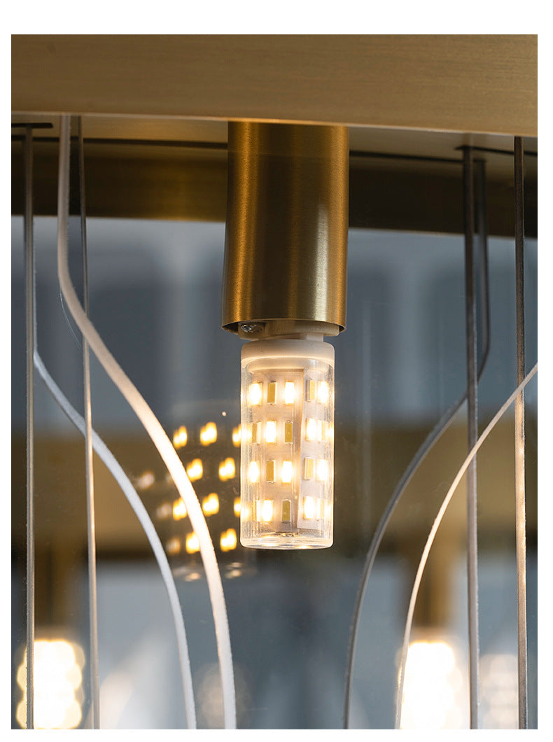 Gold Circular Pendant Lamp Modern Minimalist Smoked Glass Living Room Hanging Ceiling Light