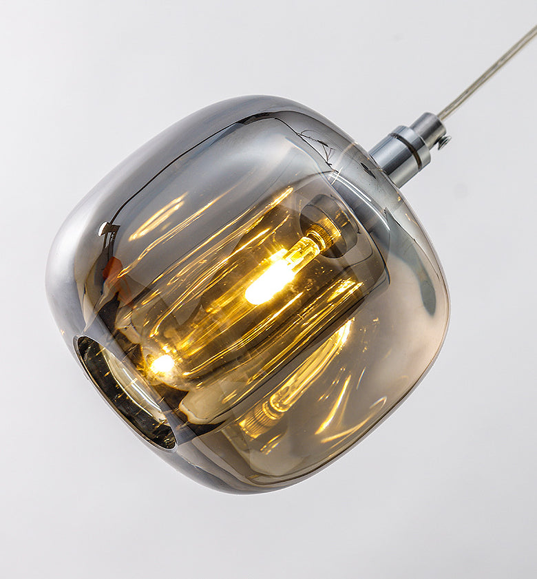 Melon Shaped Dining Room Pendulum Light Crystal 1-Light Postmodern Minimalist Hanging Lamp Kit