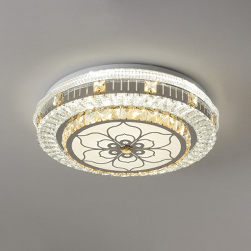 Éclairage de plafond de chambre à coucher de tambour incrusté de cristal LED plafonnier moderne en blanc