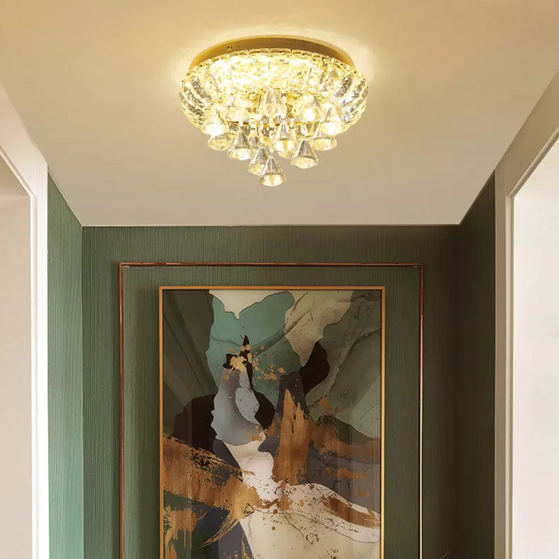 Petite lampe encastrée pour couloir Crystal Simplicity Plafonnier LED encastré en laiton