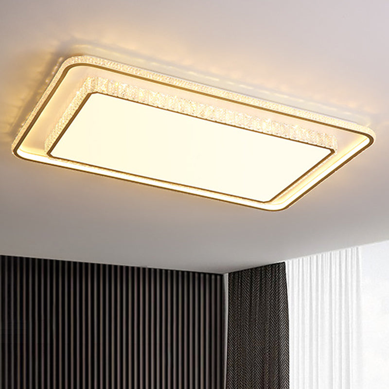 Minimalist Geometric Shaped Ceiling Light Acrylic Living Room LED Flush Mount Light in Gold