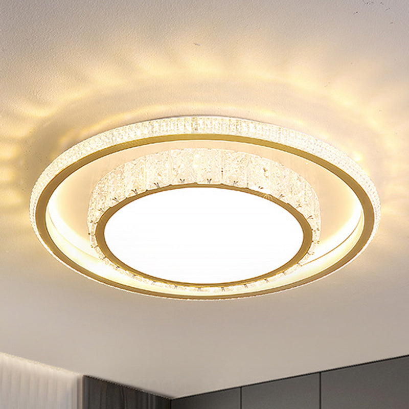 Minimalist Geometric Shaped Ceiling Light Acrylic Living Room LED Flush Mount Light in Gold