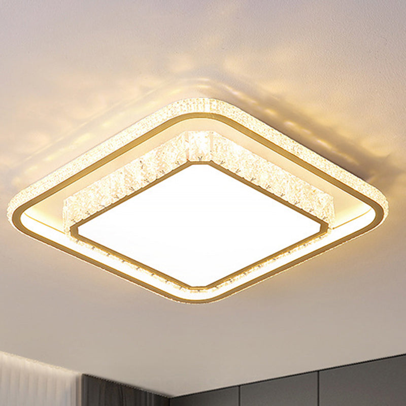Minimalist Geometric Shaped Ceiling Light Acrylic Living Room LED Flush Mount Light in Gold