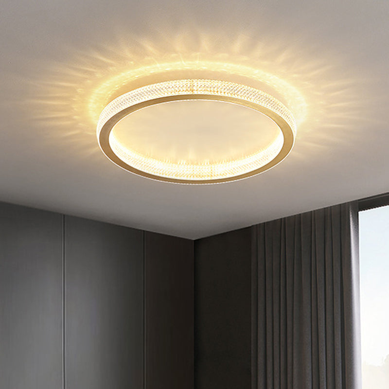 Minimalist Geometric Shaped Ceiling Light Acrylic Living Room LED Flush Mount Light in Gold