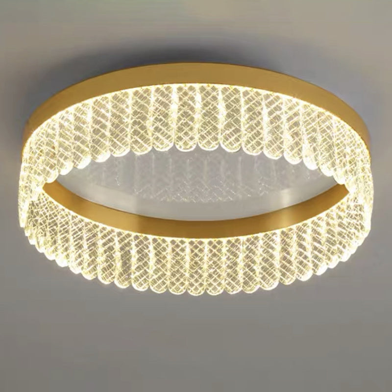 Prismatic Crystal Ring Shaped Flush-Mount Light Eenvoud Gold LED Plafond Fixture voor Slaapkamer