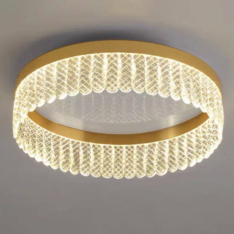 Prismatic Crystal Ring Shaped Flush-Mount Light Eenvoud Gold LED Plafond Fixture voor Slaapkamer