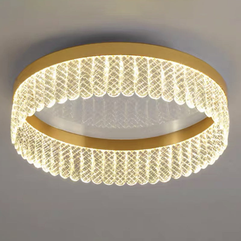 Prismatic Crystal Ring Shaped Flush-Mount Light Eenvoud Gold LED Plafond Fixture voor Slaapkamer