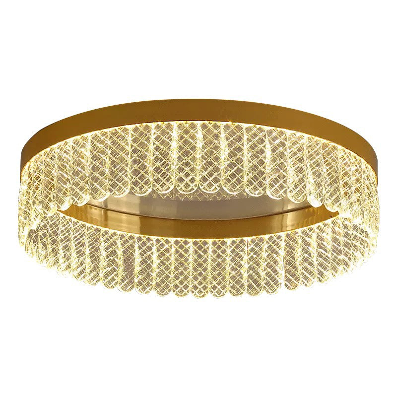 Prismatic Crystal Ring Shaped Flush-Mount Light Eenvoud Gold LED Plafond Fixture voor Slaapkamer