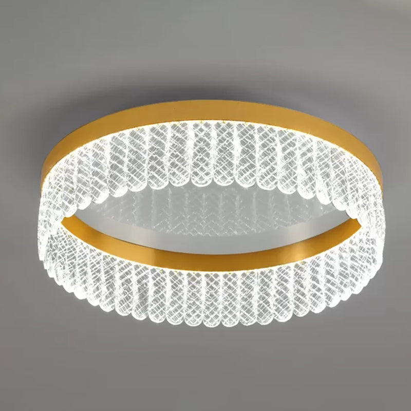 Prismatic Crystal Ring Shaped Flush-Mount Light Eenvoud Gold LED Plafond Fixture voor Slaapkamer
