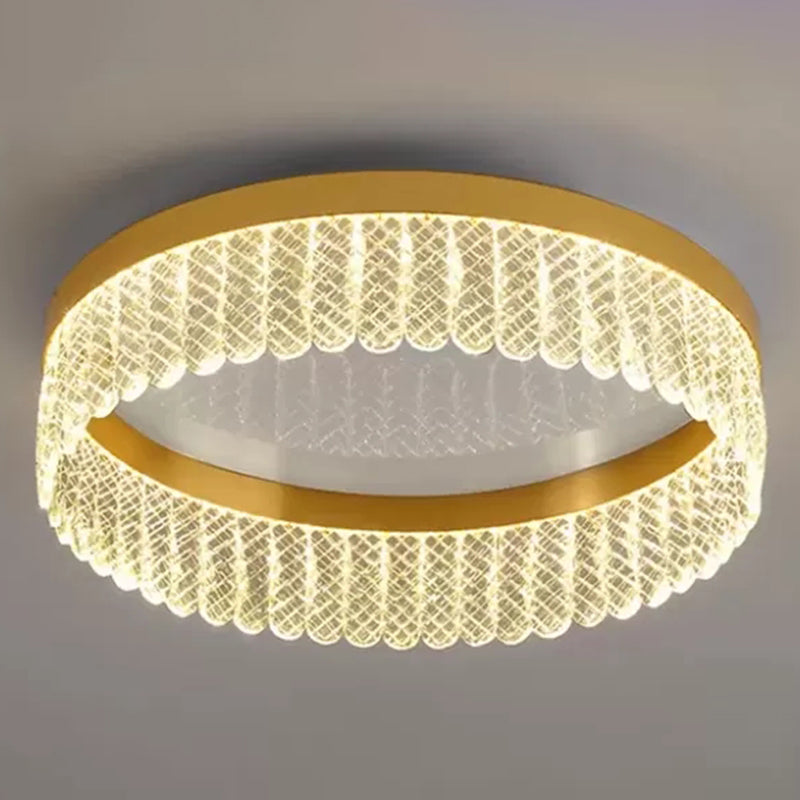 Prismatic Crystal Ring Shaped Flush-Mount Light Eenvoud Gold LED Plafond Fixture voor Slaapkamer