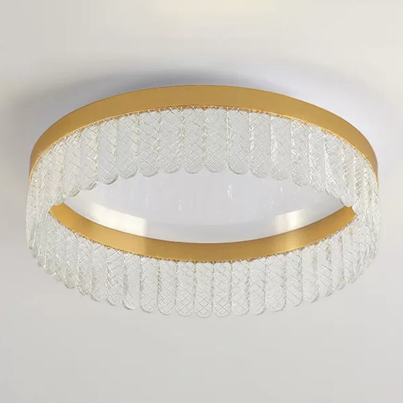 Prismatic Crystal Ring Shaped Flush-Mount Light Eenvoud Gold LED Plafond Fixture voor Slaapkamer
