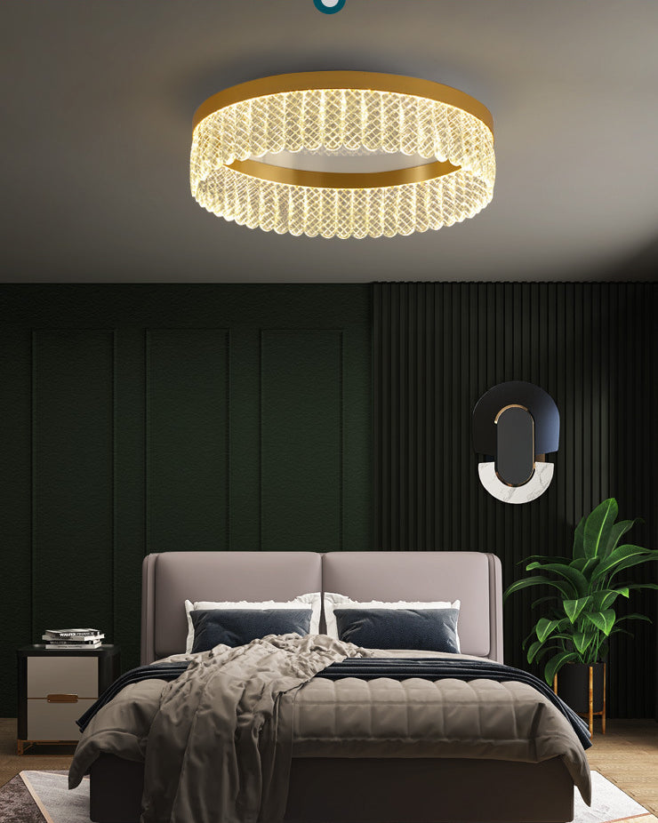 Prismatic Crystal Ring Shaped Flush-Mount Light Eenvoud Gold LED Plafond Fixture voor Slaapkamer