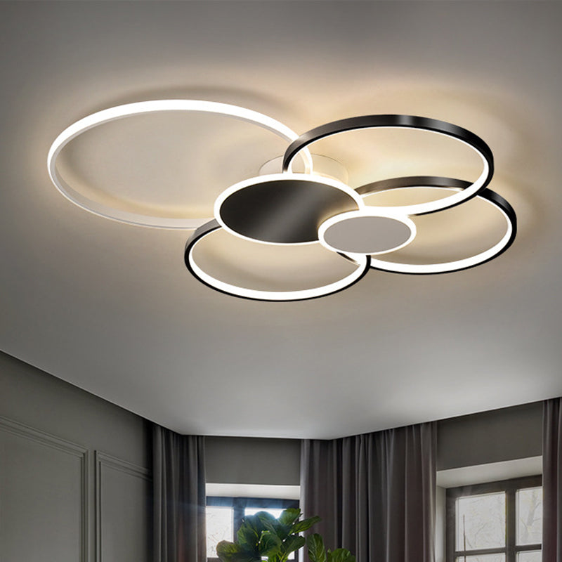 Lámpara de techo LED minimalista con iluminación empotrada y círculo de metal para sala de estar