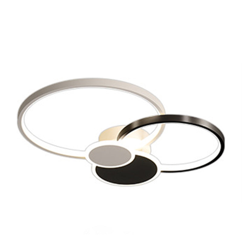 Lámpara de techo LED minimalista con iluminación empotrada y círculo de metal para sala de estar