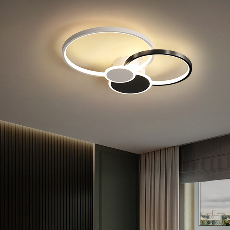 Lámpara de techo LED minimalista con iluminación empotrada y círculo de metal para sala de estar