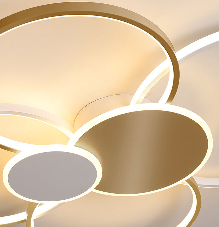 Lámpara de techo LED minimalista con iluminación empotrada y círculo de metal para sala de estar