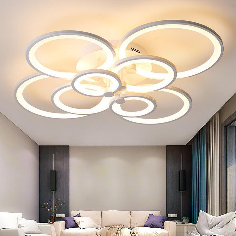 LED Circle Flush Ceiling Light Modern Minimalist Acrylic Bedroom Semi Mount Lighting