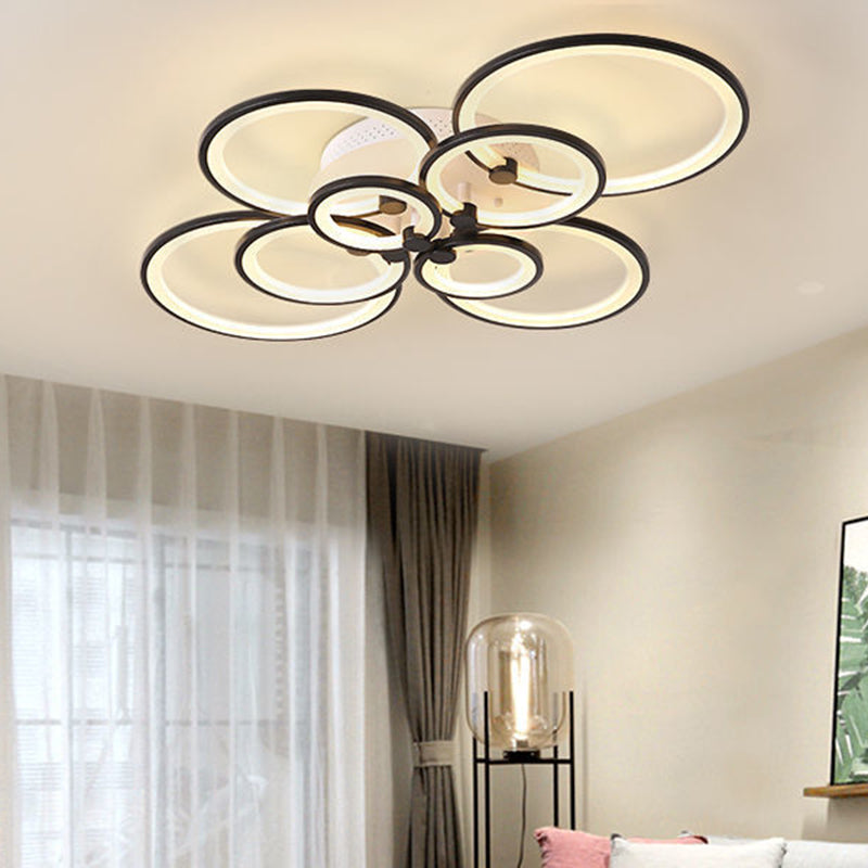 LED Circle Flush Ceiling Light Modern Minimalist Acrylic Bedroom Semi Mount Lighting