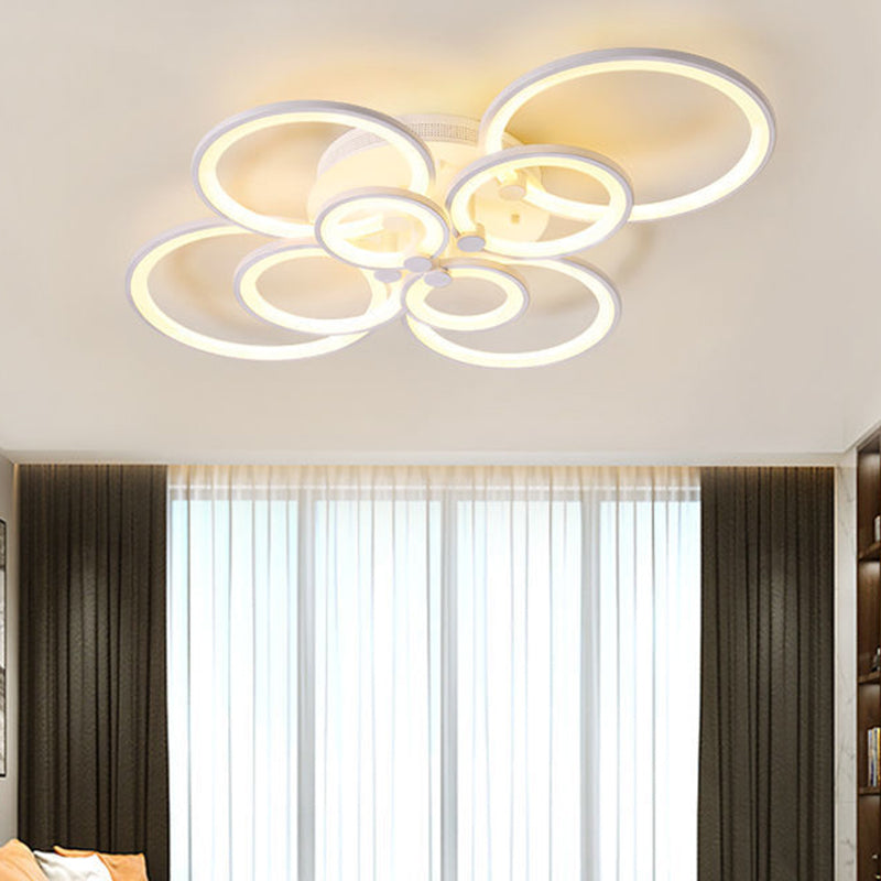 LED Circle Flush Ceiling Light Modern Minimalist Acrylic Bedroom Semi Mount Lighting