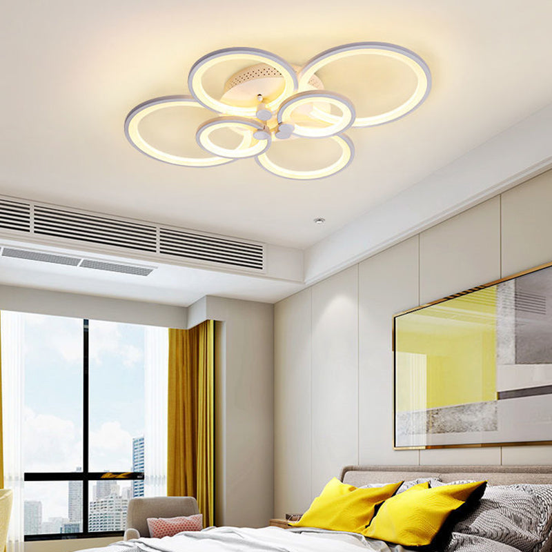 LED Circle Flush Ceiling Light Modern Minimalist Acrylic Bedroom Semi Mount Lighting