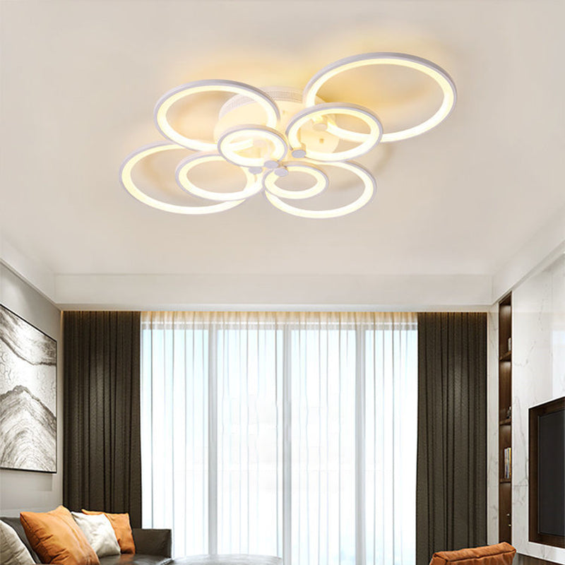 LED Circle Flush Ceiling Light Modern Minimalist Acrylic Bedroom Semi Mount Lighting