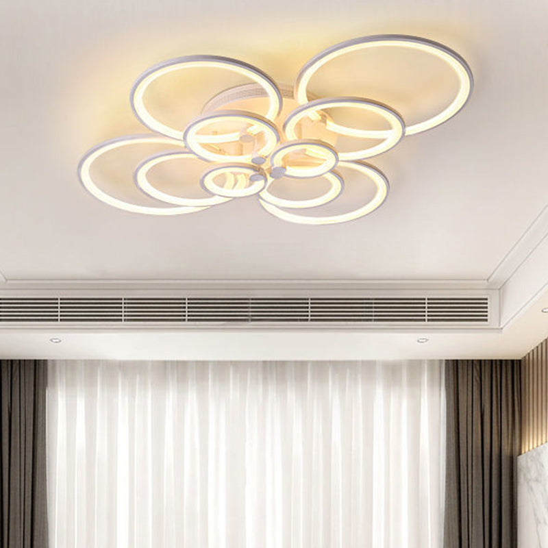 LED Circle Flush Ceiling Light Modern Minimalist Acrylic Bedroom Semi Mount Lighting