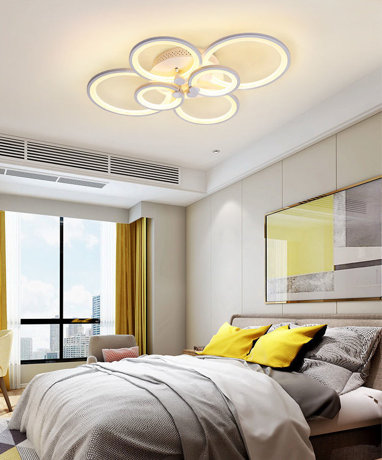 LED Circle Flush Ceiling Light Modern Minimalist Acrylic Bedroom Semi Mount Lighting