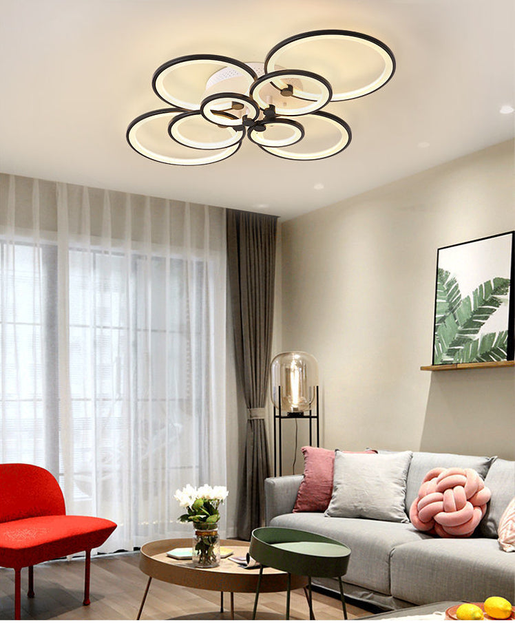 LED Circle Flush Ceiling Light Modern Minimalist Acrylic Bedroom Semi Mount Lighting