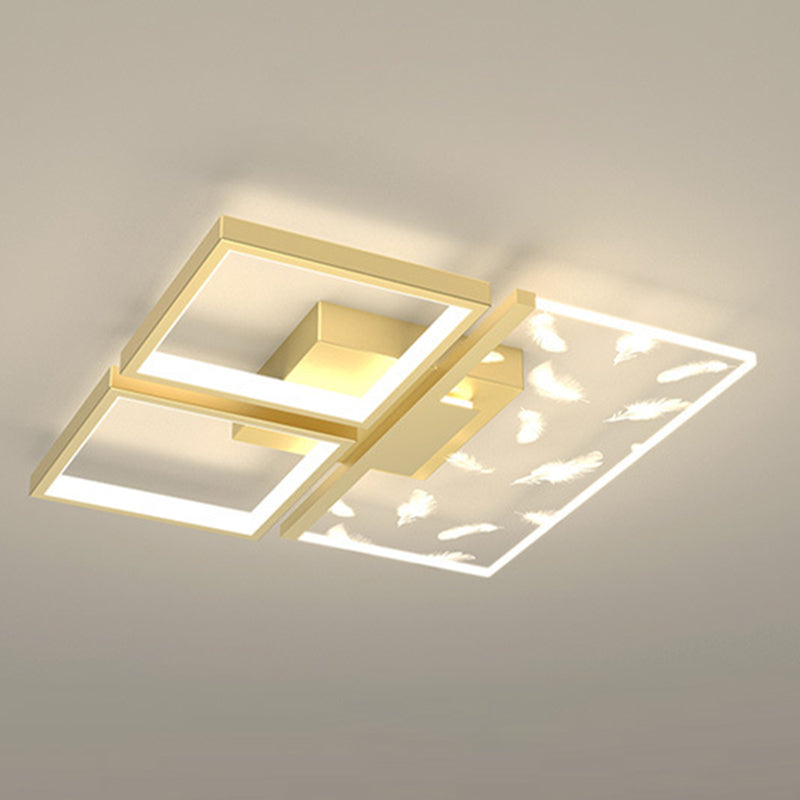 Slaapkamer LED-inbouwlamp Minimalistische gouden plafondlamp met geometrische acrylkap