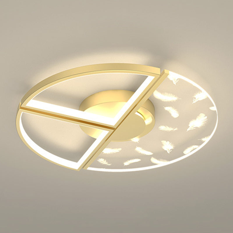Slaapkamer LED-inbouwlamp Minimalistische gouden plafondlamp met geometrische acrylkap