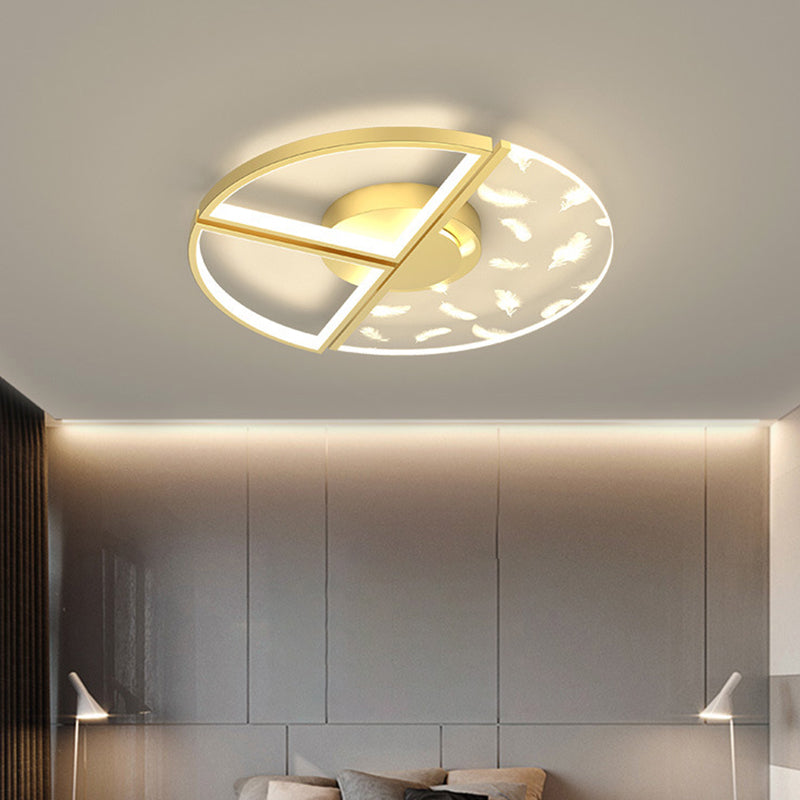 Slaapkamer LED-inbouwlamp Minimalistische gouden plafondlamp met geometrische acrylkap