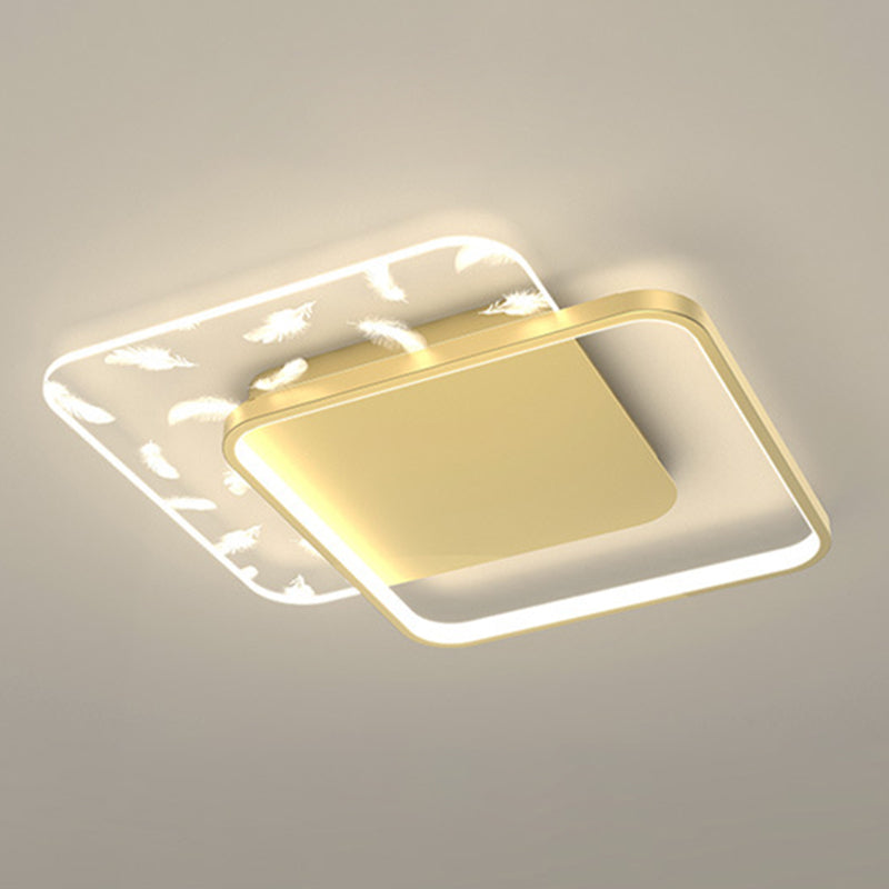 Slaapkamer LED-inbouwlamp Minimalistische gouden plafondlamp met geometrische acrylkap