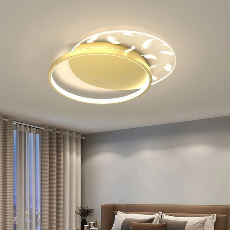 Slaapkamer LED-inbouwlamp Minimalistische gouden plafondlamp met geometrische acrylkap
