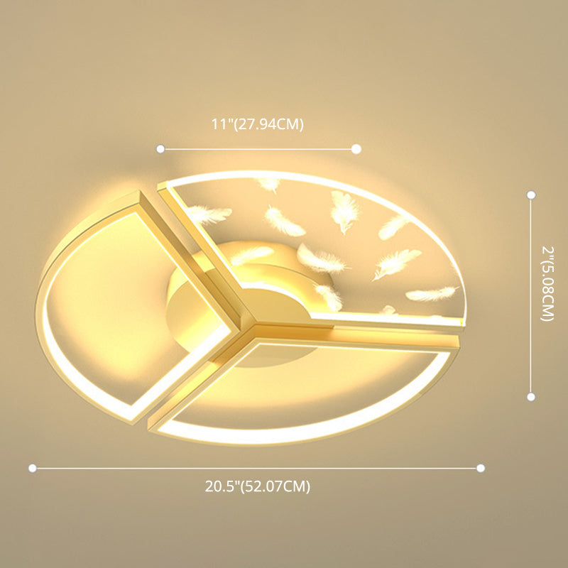 Slaapkamer LED-inbouwlamp Minimalistische gouden plafondlamp met geometrische acrylkap