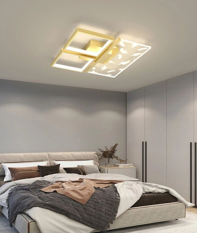 Slaapkamer LED-inbouwlamp Minimalistische gouden plafondlamp met geometrische acrylkap
