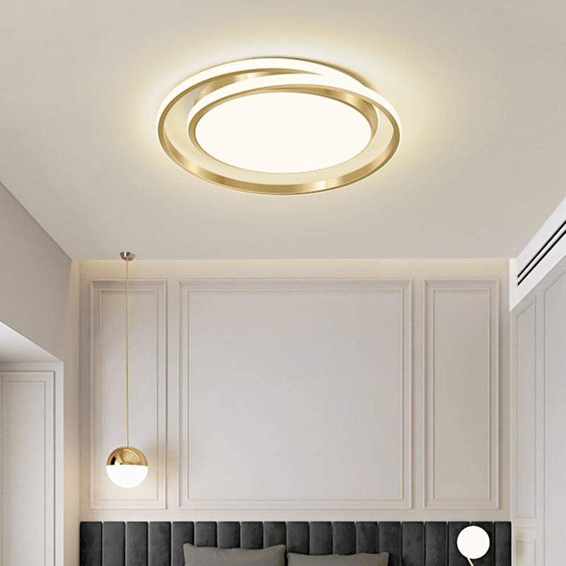 Ronde plafondlamp in eenvoudige stijl, acryl LED-slaapkamer, inbouwlamp in geborsteld goud