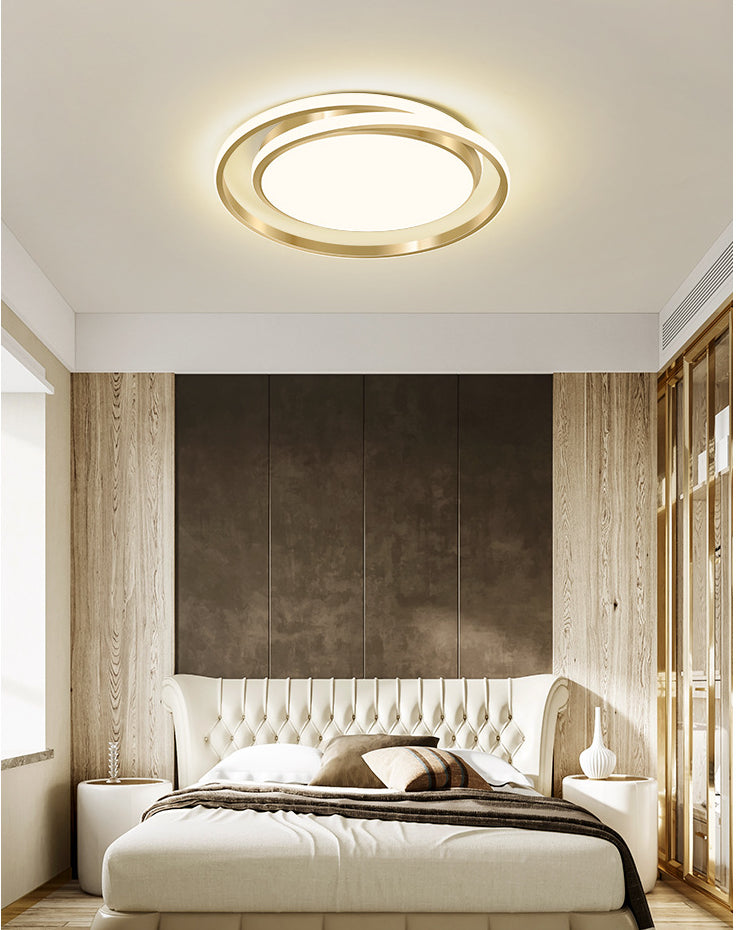 Ronde plafondlamp in eenvoudige stijl, acryl LED-slaapkamer, inbouwlamp in geborsteld goud