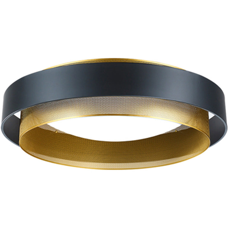 Minimalist Circular LED Flush Mount Metal Bedroom Ceiling Mount Light with Domed Diffuser and Mesh Screen