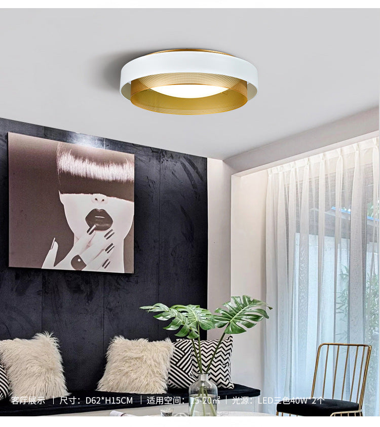 Minimalist Circular LED Flush Mount Metal Bedroom Ceiling Mount Light with Domed Diffuser and Mesh Screen