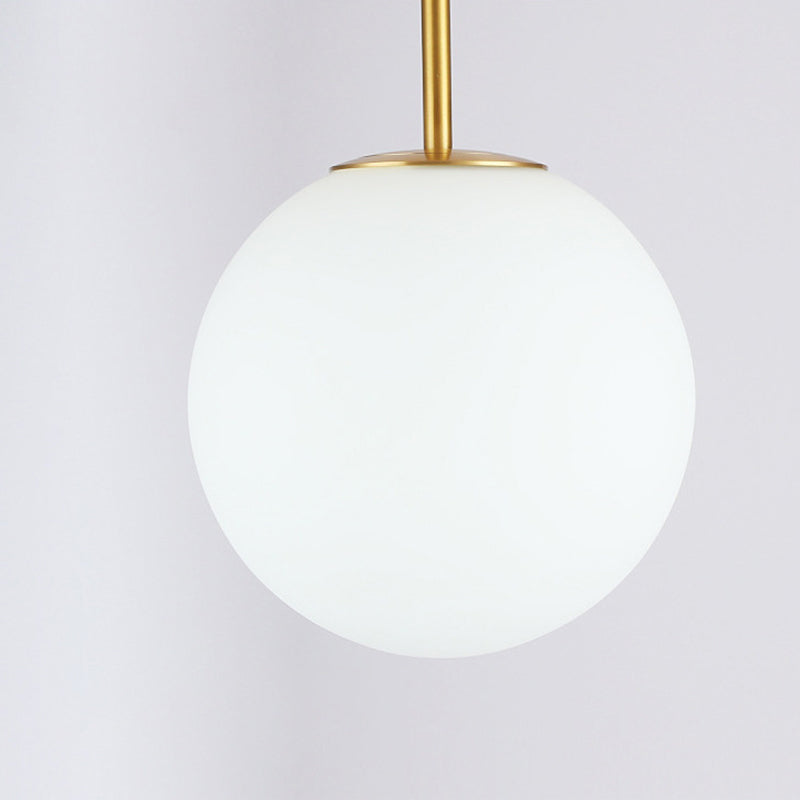 Luminaire semi-encastré sphérique pour couloir, verre blanc, 1 tête, plafonnier de style simple en laiton