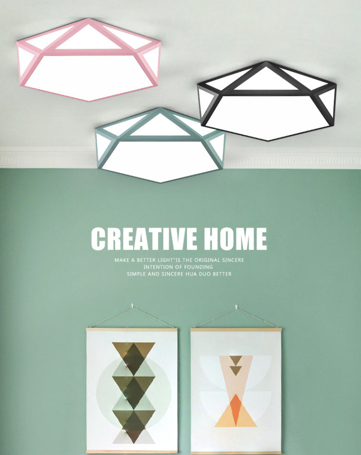 Nordic Style Flush Mount Ceiling Lamp Diamond Shape LED Flush Mount Lighting for Bedroom