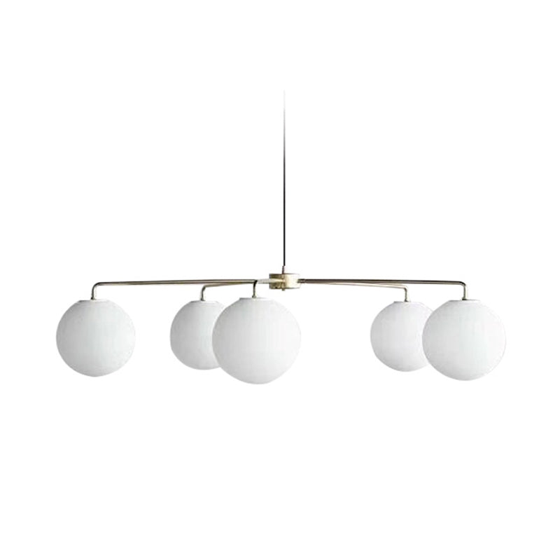 Modern Minimalist Chandelier Light Fixture Spherical White Glass 5 Light Ceiling Chandelier for Living Room