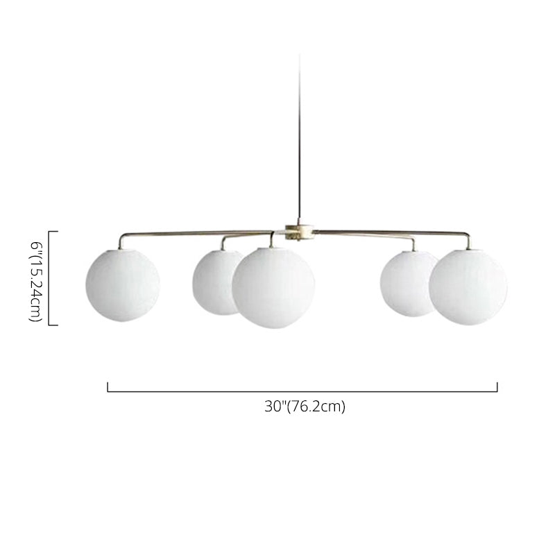 Modern Minimalist Chandelier Light Fixture Spherical White Glass 5 Light Ceiling Chandelier for Living Room