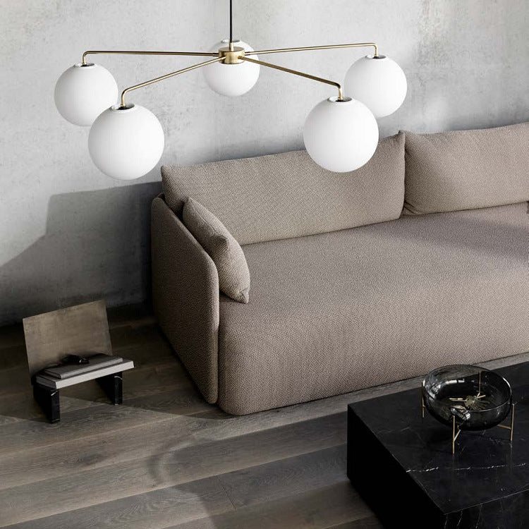 Modern Minimalist Chandelier Light Fixture Spherical White Glass 5 Light Ceiling Chandelier for Living Room
