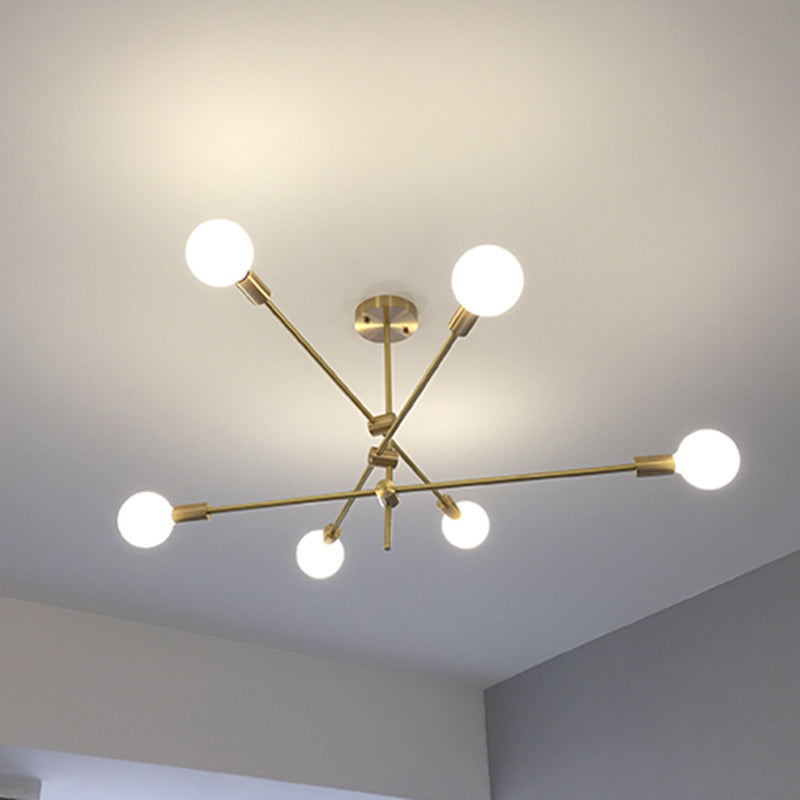 Gold 6 Light Molecular Chandelier Lighting Modern Sphere Glass Hanging Pendant Light for Living Room