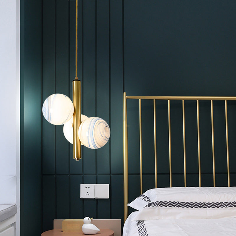 Moderno lampadario lineare minimalista lampadario sferico in vetro smerigliato 3 lampadario soffitto leggero